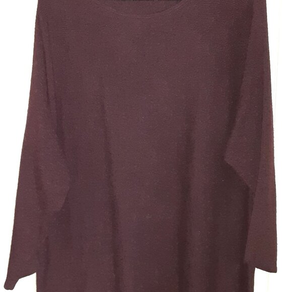 H & M Basic Woman's Polyester & Wool Top Size MEDIUM, Burgandy Color, 3/4 Sleeve - Picture 5 of 8